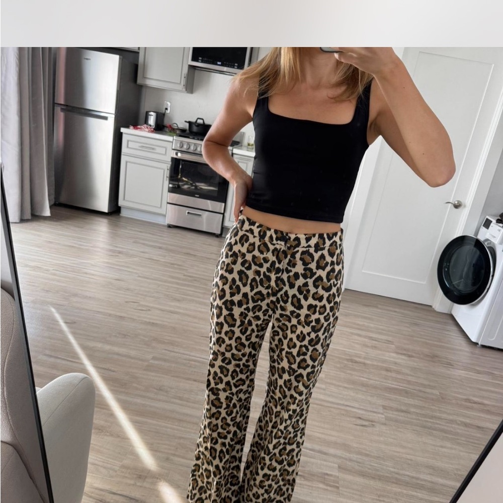 Zara Leopard Print Flare Pants